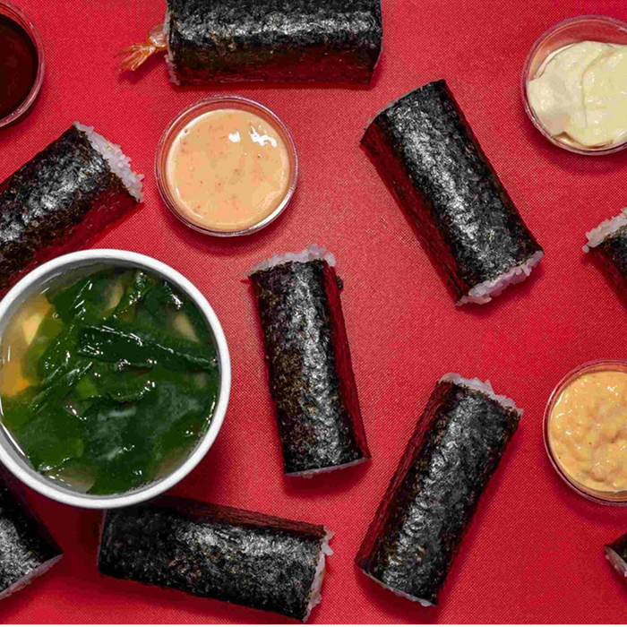 Sushi rolls and miso soup from Sushi Counter NYC